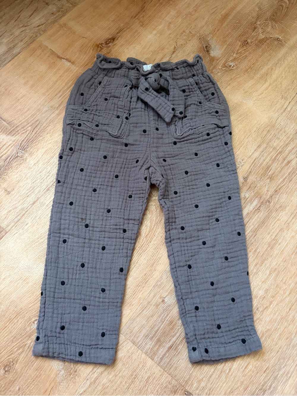 Zara Gray Gauze Polka Dot Pants